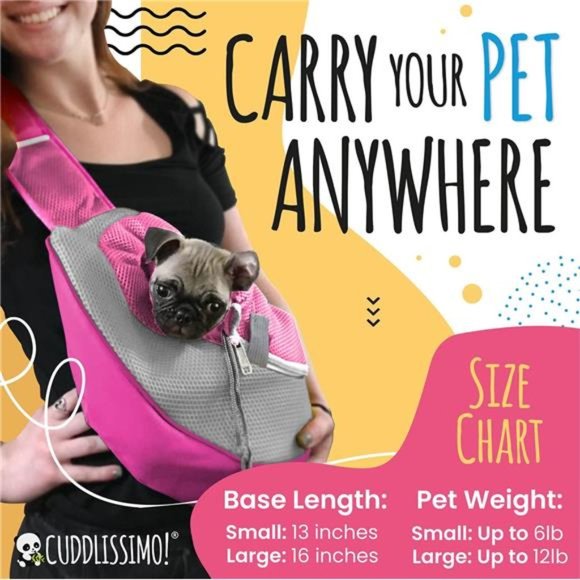 Pet Sling Carrier -Small Dog Puppy Cat Carrying Bag Purse Pouch -For Pooch Doggy - Picture 2 of 7